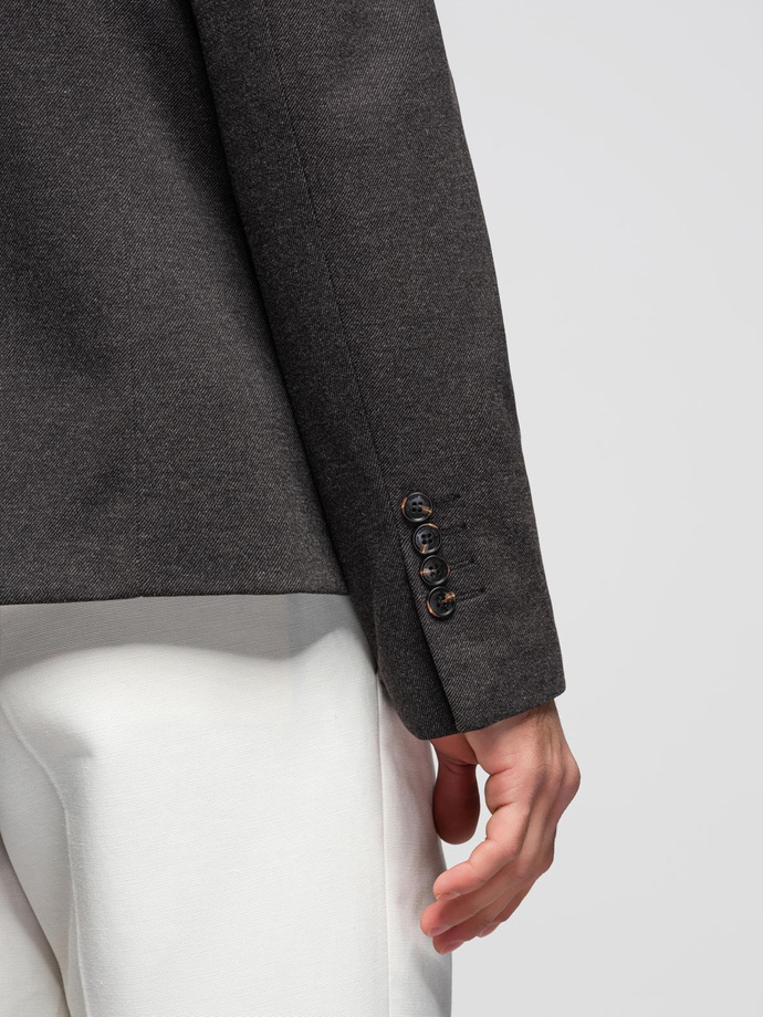 Jachetă bărbătească din raion melange cu guler înalt - negru melange V5 OM-BLZB-0131