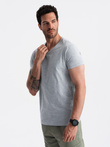 BASIC men's classic cotton tee-shirt with a crew neckline - grey melange V16 OM-TSBS-0145