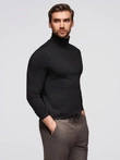 Men's plain turtleneck longsleeve - black V1 OM-LSCL-0130