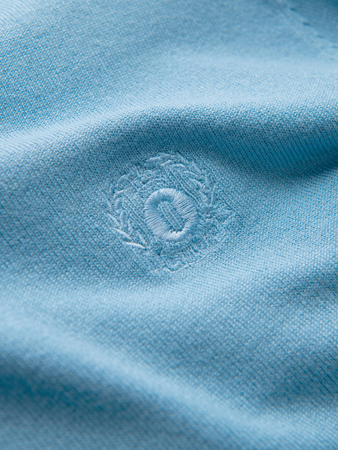 Elegant men's BASIC V-neck sweater with viscose - blue V21 OM-SWBS-0107