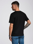 Tricou bărbătesc din bumbac cu imprimeu grafic - negru V2 OM-TSPT-0246