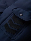 Vyriška ilga šilta striukė su gobtuvu - tamsiai mėlyna V1 OM-JALJ-0182