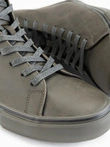 Men's high-top sneakers with matte texture and embossed logo - dark olive V2 OM-FOTH-0185