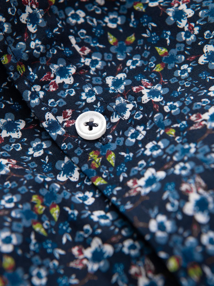 Pánská vzorovaná bavlněná košile SLIM FIT - tmavě modrá V1 OM-SHCS-0151