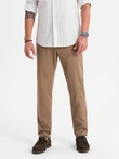 Men's REGULAR FIT chino pants with fine texture - dark beige V2 OM-PACP-0184