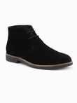 Men's leather tied ankle boots - black V2 OM-FOCS-0136