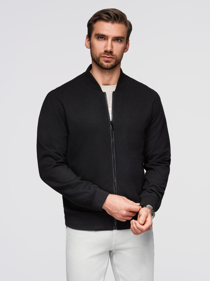 Men's raglan sleeve bomber jacket - black V1 OM-JANP-0159