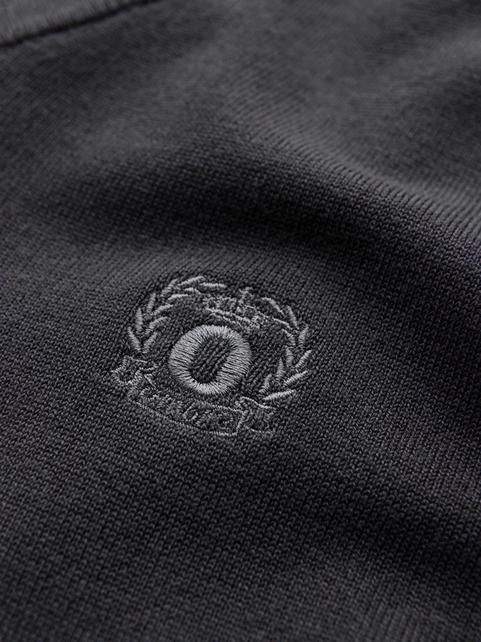 Elegantní pánský svetr s výstřihem - grafitový V17 OM-SWBS-0107