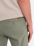 Men's classic denim shorts with rolled up leg - light olive V5 OM-SRDS-0162