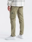 Pantaloni cargo STRAIGHT LEG pentru bărbați cu broșă triunghiulară pentru buzunare - olive V2 OM-PACG-0196