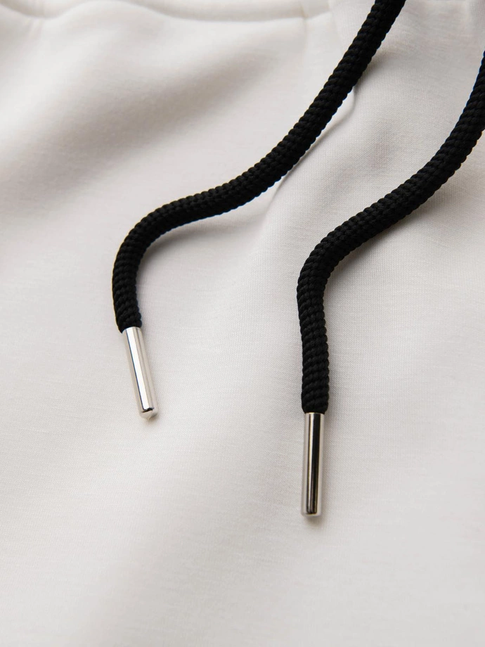 Pantaloni de trening pentru bărbați cu picioare canelate și imprimeu cauciucat - alb V2 OM-PASK-0223