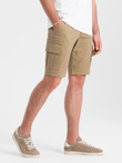 One color men's shorts with cargo pockets - sand V1 OM-SRCG-0133