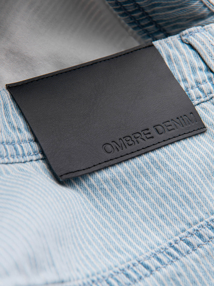 Men's denim shorts in delicate stripe - light blue V1 OM-SRDS-0129