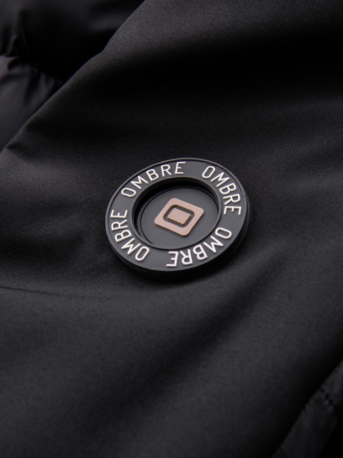 Pánská prošívaná kombinovaná bunda s vysokým límcem - černá V1 OM-JALP-0172