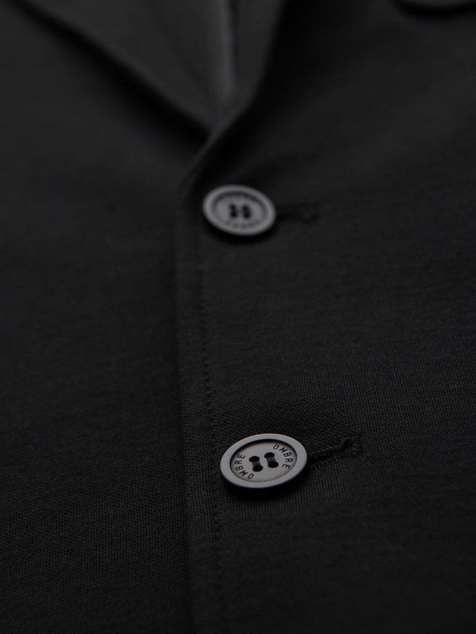Jachetă bărbătească SLIM tricotată cu textură subtilă - negru V2 OM-BLZB-0101
