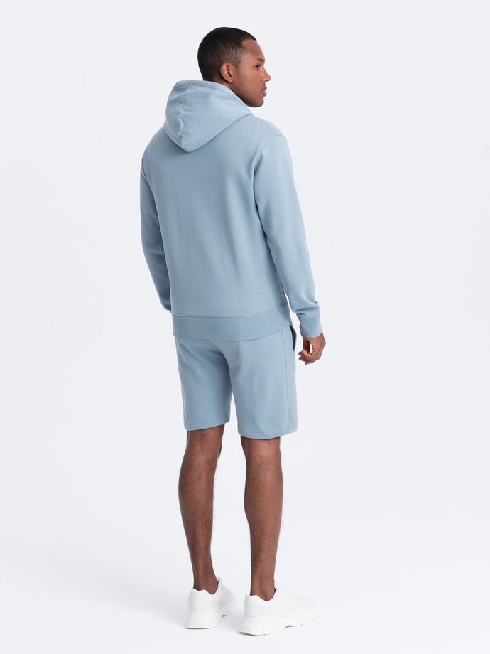 Men's sweatshirt set unbuttoned sweatshirt + shorts - blue V7 Z76