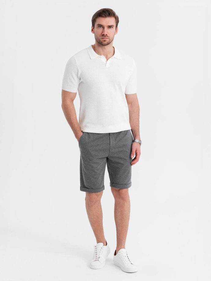 Men's structured knit elastic waistband short shorts - graphite V3 OM-SRCS-0177