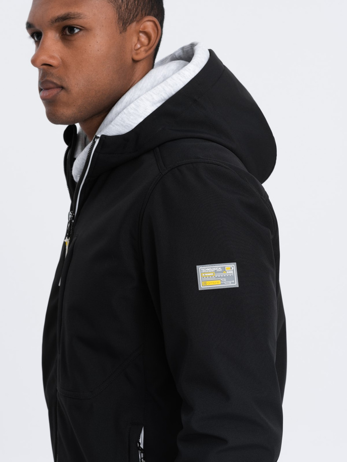 Jachetă bărbătească SOFTSHELL cu centru din fleece - negru V2 OM-JANP-0137