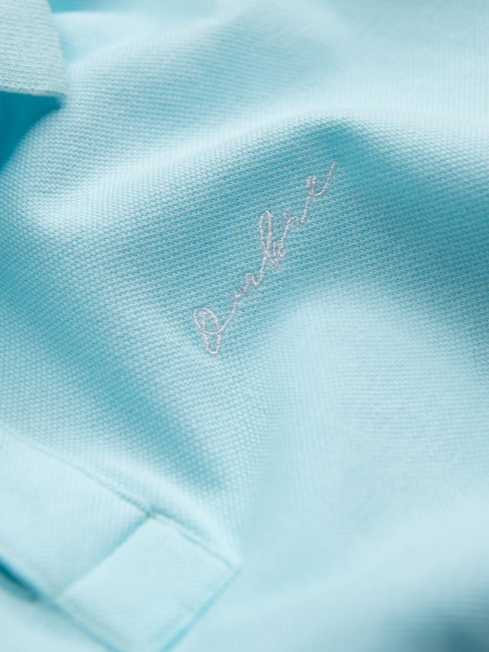 Pique knit polo shirt - blue V2 S1746