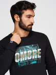 Men's printed sweatshirt worn over the head - black V3 OM-SSPS-0156