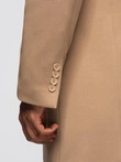 Structured fitted coat for men with high collar - light brown V4 OM-COWC-0136