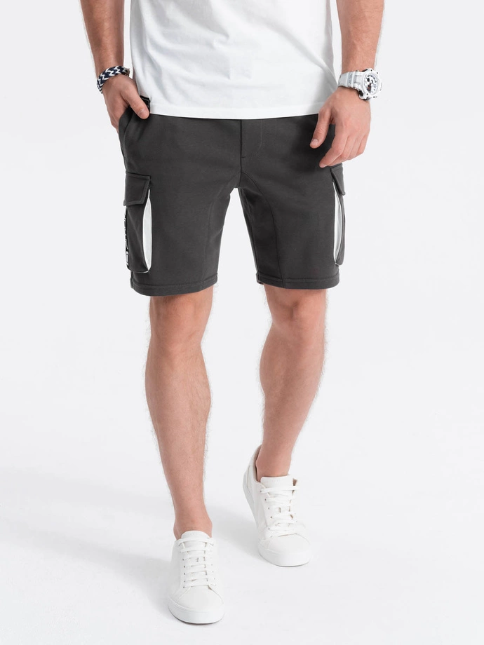 Men's shorts with cargo pockets - dark grey V2 OM-SRSK-0106