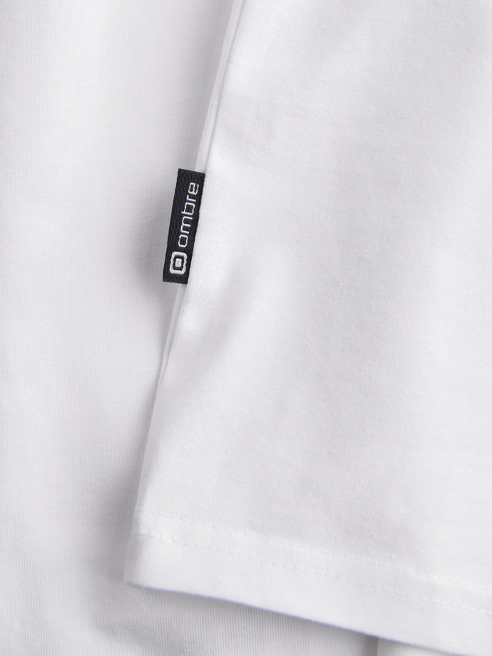 Men's signature elastane longsleeve with round neckline - white V1 OM-LSCL-0102