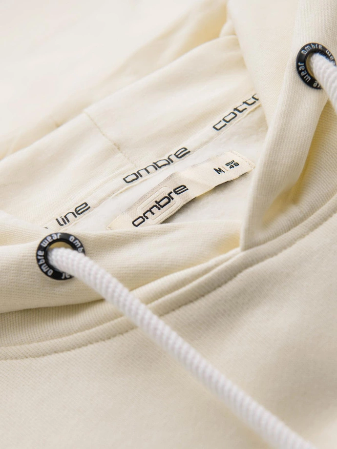 Pánska mikina BASIC s klokankou a kapucňou - krémová V11 B1674