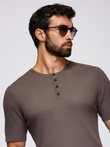 Men's knitted t-shirt with buttons at the neckline - ash V4 OM-TSCT-0254
