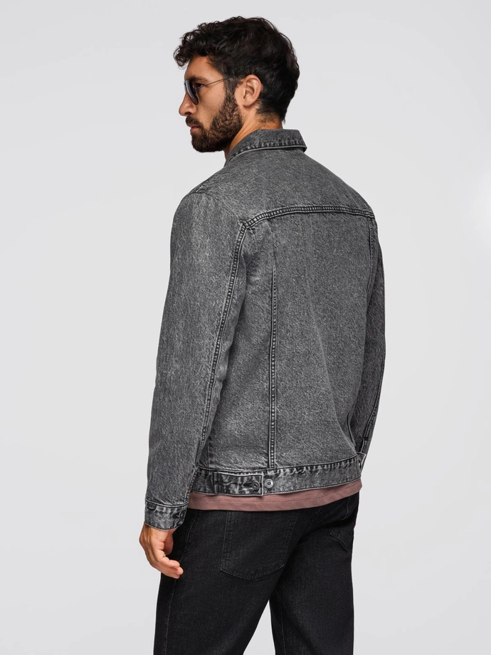 Men's denim katana jacket with washem - graphite V5 OM-JADJ-0219