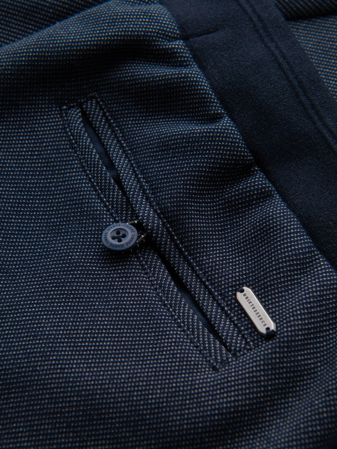 Ležérne pánske šortky SLIM FIT zo žakárového úpletu - tmavomodré V1 OM-SRCS-0168