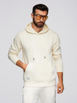 Men's kangaroo hooded sweatshirt - cream V11 OM-SSBN-0177