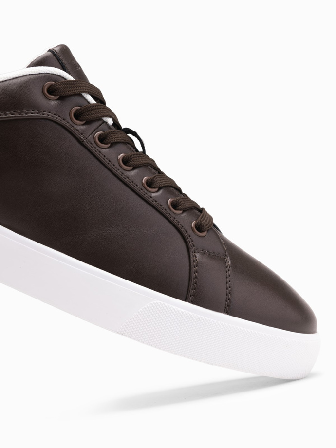 Men's classic sneaker shoes with high sole - dark brown V2 OM-FOCS-0165