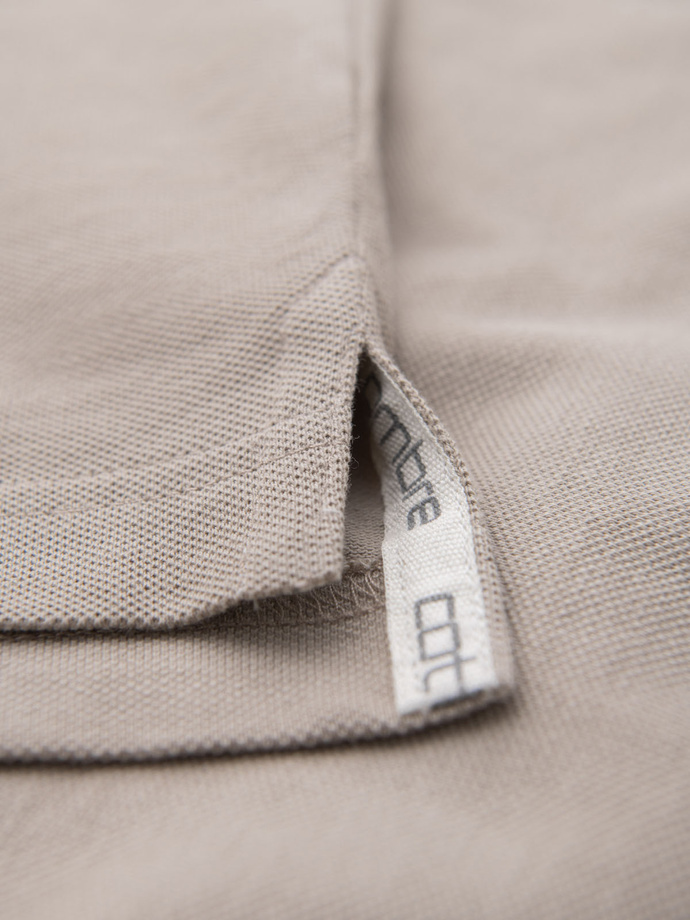 BASIC men's single color pique knit polo shirt - dark beige V5 OM-POBS-0100