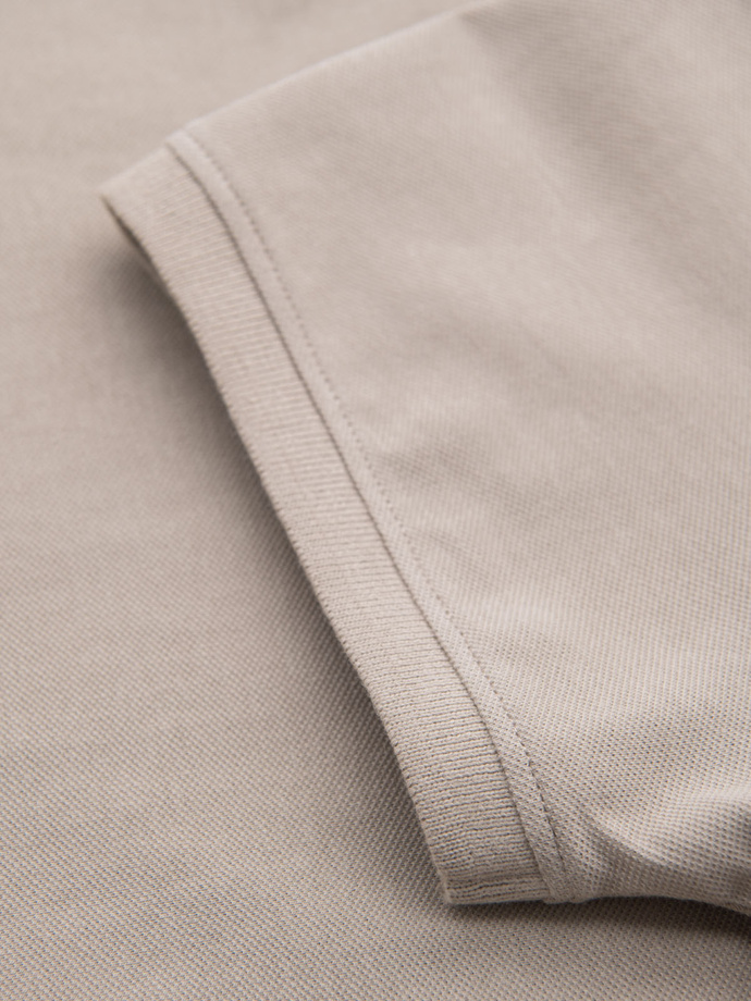 BASIC vyriški vienspalviai trikotažiniai pique polo marškinėliai - tamsiai smėlio spalvos V5 OM-POBS-0100