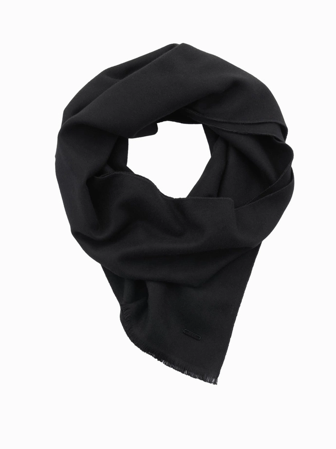 Monochrome men's scarf with tassels - black V1 OM-ACSF-0116