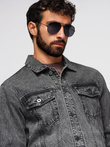 Men's denim katana jacket with washem - graphite V5 OM-JADJ-0219