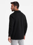 Men's structured knit polo collar sweatshirt - black V8 OM-SSNZ-0149