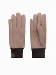 Men's eco-suede gloves with welt - brown V2 OM-ACGL-0112