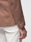 Men's casual blazer with decorative buttons on cuffs - light brown V2 OM-BLZB-0118
