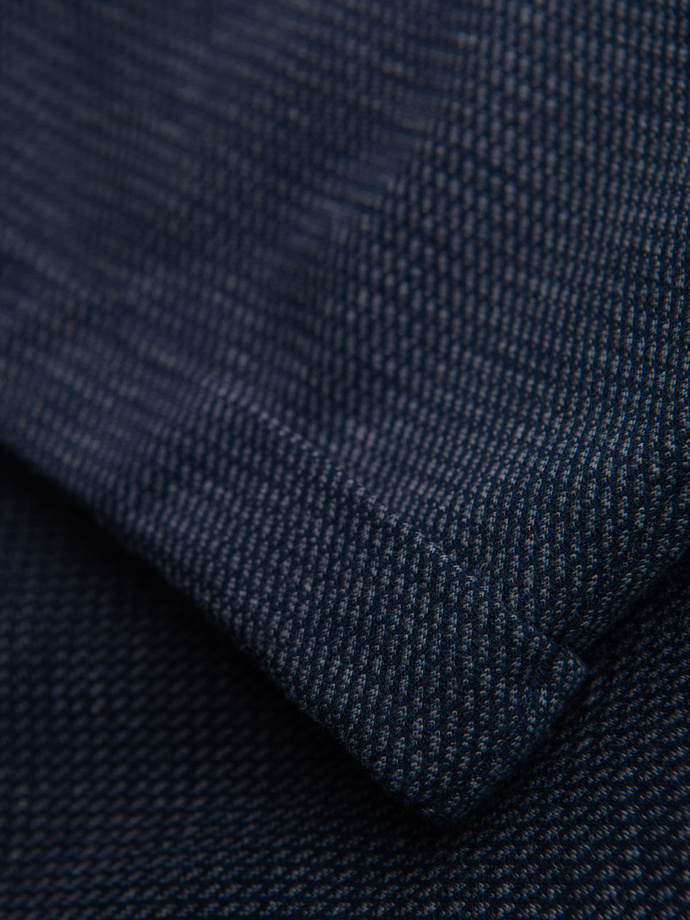 Men's short shorts with structured knit elastic band - navy blue V1 OM-SRCS-0177