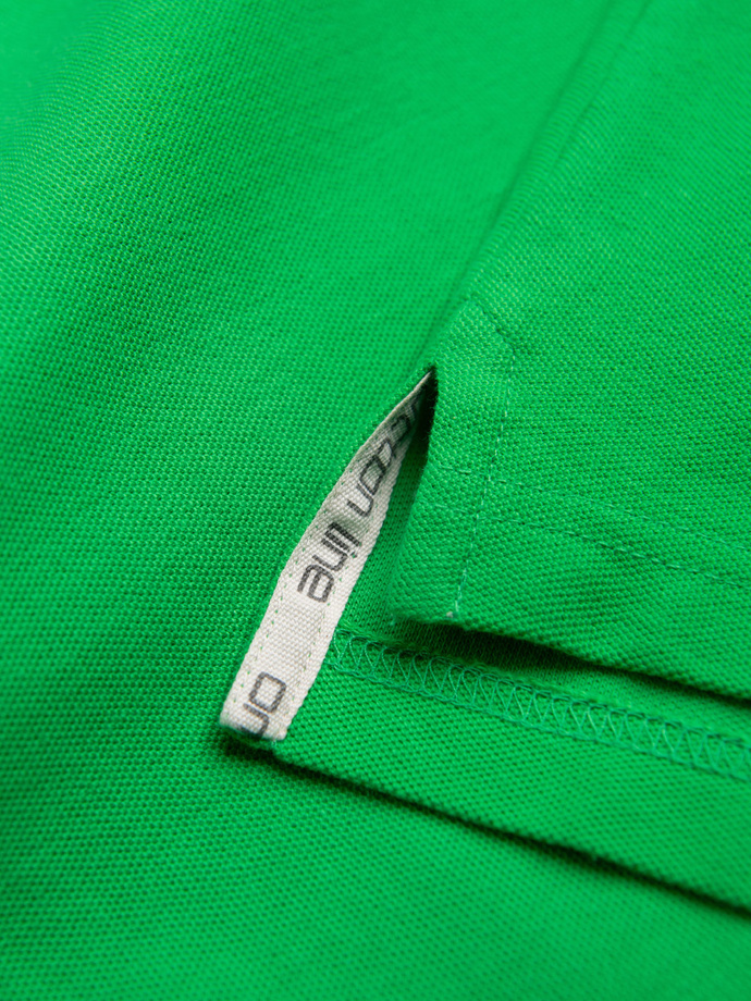 Tricou polo BASIC BASIC pentru bărbați, o singură culoare, din tricot piqué - verde neon V25 OM-POBS-0100