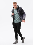 Men's mid-season quilted jacket - black/grey C319