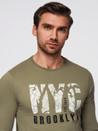 Men's urban print longsleeve - olive V1 OM-LSPT-0131