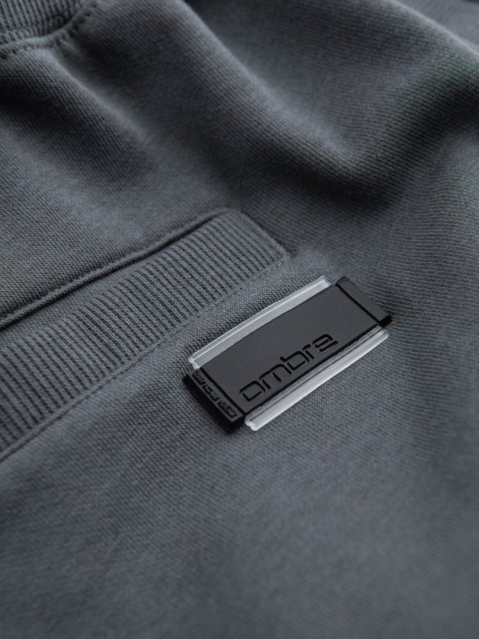 Pánske bavlnené teplákové šortky BASIC - graphite V11 OM-SRBS-0149