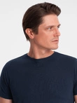 Tricou clasic din bumbac pentru bărbați BASIC - albastru marin V2 OM-TSBS-0146