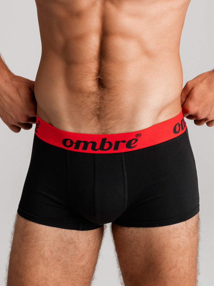Men's cotton boxer shorts with contrasting elastic - 7-pack black V1 OM-UNBO-0100