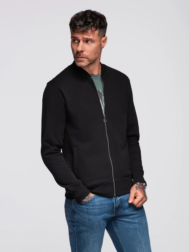Hanorac bomber din bumbac elastic pentru bărbați - negru V5 OM-SSZP-0215