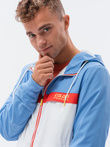 Men's hooded windbreaker jacket - blue V2 C438