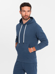 Men's sweatshirt set kangaroo sweatshirt + shorts - dark blue V4 Z75